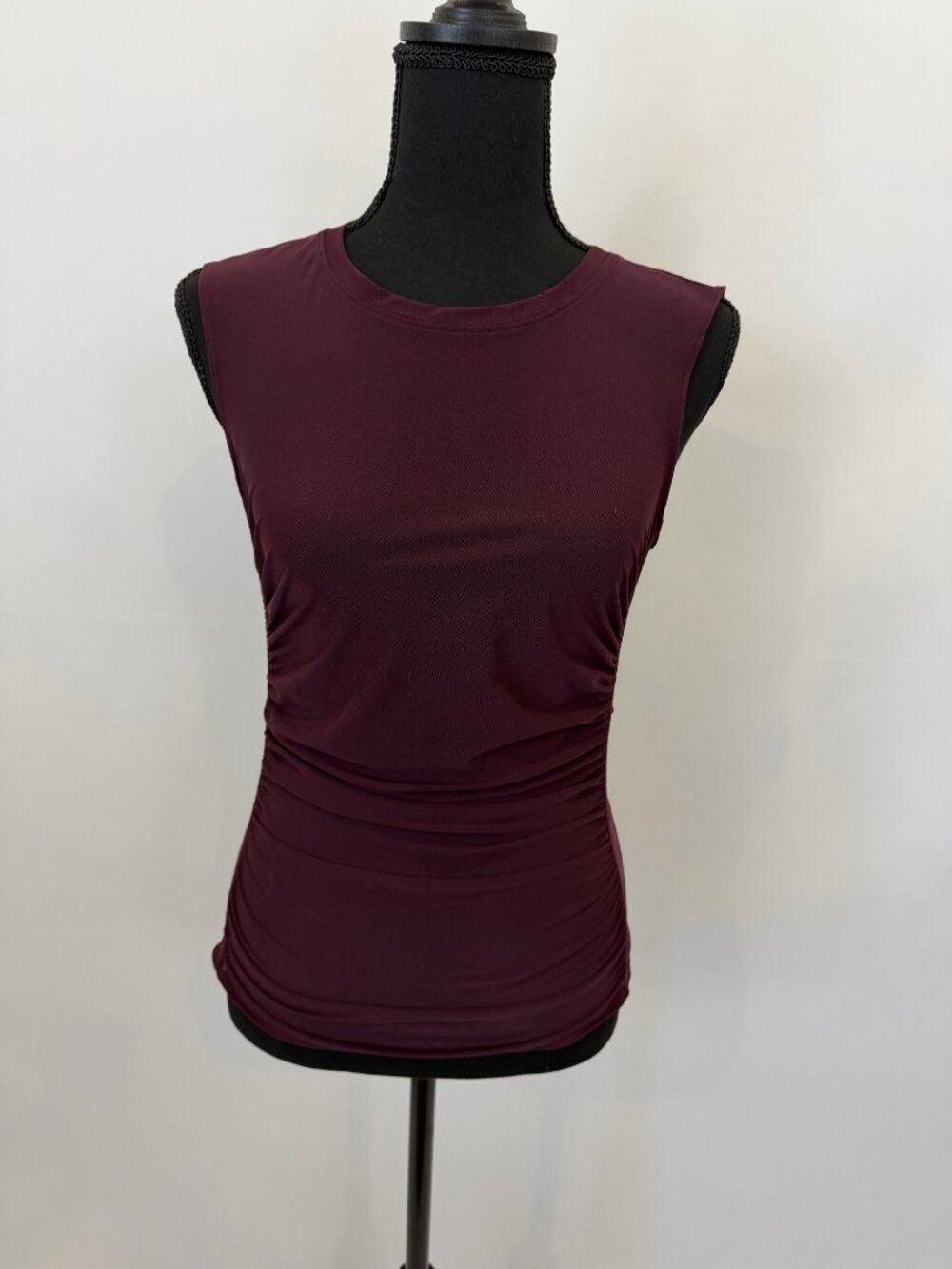 Lululemon Mesh Ruched Tank Top Burgundy Sleeveless Crew Neck Stretch M NWOT